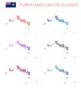 Turks and Caicos Islands dotted map set.