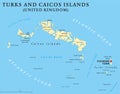 Turks and Caicos Islands Political Map Royalty Free Stock Photo