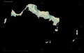 Turks and Caicos Islands shape on black. Topo Humanitarian