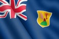 Turks and Caicos Islands waving flag 3d illustration Royalty Free Stock Photo