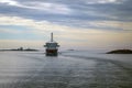 TURKU, FINLAND - April 30, 2018: Viking line ferry ship in Baltic sea, April 30, 2018. Royalty Free Stock Photo