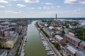 TURKU, FINLAND - AUGUST 02,2019: Aerial view of city of Turku. Photo made by drone from above. Finland. Europe Royalty Free Stock Photo