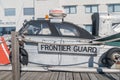 Detail of Finnish border guard Amphibian NE 3000 3500 hydrocopter KR 215 in Forum Marinum maritime museum