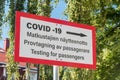 Direction to COVID-19 testing point for passengers Royalty Free Stock Photo
