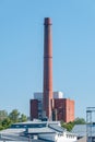 Industrial view with chimney of Turku Energia old power plant