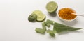 Turmeric with aloe juice and lime for alternative medicine Royalty Free Stock Photo