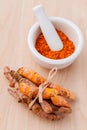 Turmeric for alternative medicine herbal supplements Royalty Free Stock Photo