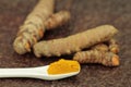 Turmeric and other ingredients for the golden milk Royalty Free Stock Photo