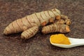 Turmeric and other ingredients for the golden milk Royalty Free Stock Photo