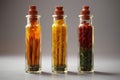 turmeric, paprika and saffron in glass vials