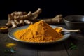 Turmeric powder condiment. Generate ai Royalty Free Stock Photo