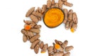Turmeric root and grounded isolated Royalty Free Stock Photo