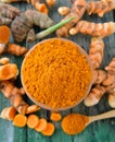 Turmeric roots in the basket Royalty Free Stock Photo