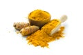 Turmeric roots and turmeric powder