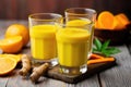 turmeric smoothie with fresh turmeric roots