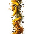 Turmeric and spices, isolated on white background Royalty Free Stock Photo