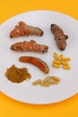 Turmeric in a Variety of Forms Royalty Free Stock Photo