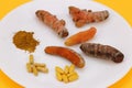 Turmeric in a Variety of Forms Royalty Free Stock Photo