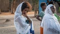 Portrait of an unidentified Ethiopian woman celebrating the Meskel festival in Ethiopia.