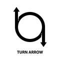 turn arrow icon, black vector sign with editable strokes, concept illustration Royalty Free Stock Photo