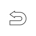 Turn back arrow line icon