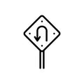 Black line icon for Turn, arrow and road Royalty Free Stock Photo