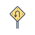 Color illustration icon for Turn, arrow and road Royalty Free Stock Photo