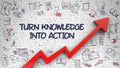 Turn Knowledge Into Action Drawn on Brick Wall. Royalty Free Stock Photo