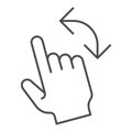 Turn left gesture thin line icon. Swipe vector illustration isolated on white. Flick to left outline style design Royalty Free Stock Photo