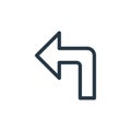 turn left icon vector from arrow concept. Thin line illustration of turn left editable stroke. turn left linear sign for use on Royalty Free Stock Photo