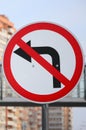 Turn left is prohibited. Traffic sign with crossed out arrow to Royalty Free Stock Photo