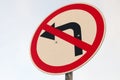 Turn left is prohibited. Traffic sign with crossed out arrow to Royalty Free Stock Photo