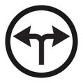 Turn left or right traffic sign line icon