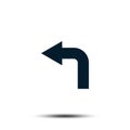 Turn Left Sign Icon Vector Logo Template. Arrow Pointer Flat Design Royalty Free Stock Photo