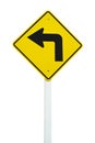 Turn left traffic sign isolated