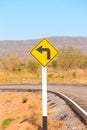 Turn left, Traffic sign on road Royalty Free Stock Photo