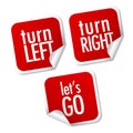 Turn left, Turn right and Let's go stickers