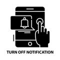 turn off notification icon, black vector sign with editable strokes, concept illustration