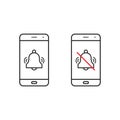 Turn off phone ringer icon. No bell on smartphone monitor. Vector isolated simple illustration Royalty Free Stock Photo