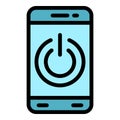 Turn off smartphone icon color outline vector Royalty Free Stock Photo
