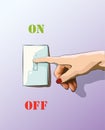 Turn off toggle style electric light wall switch. Conserve energy. Royalty Free Stock Photo