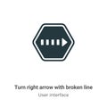 Turn right arrow with broken line vector icon on white background. Flat vector turn right arrow with broken line icon symbol sign Royalty Free Stock Photo