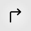 Turn right arrow icon in line design style. Road sign, navigation concept Royalty Free Stock Photo