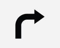 Turn Right Arrow Road Traffic Sign. Point Pointer Direction Navigation Symbol. Street Shape Turning Icon Vector Graphic Clipart