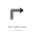 Turn right arrow icon vector. Trendy flat turn right arrow icon from user interface collection isolated on white background. Royalty Free Stock Photo