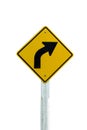 Turn right Arrow traffic sign isolated on white background Royalty Free Stock Photo