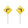 Turn Right and Left Sign Illustration in Flat Design Royalty Free Stock Photo