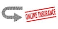 Turn Right Recursion Mosaic of Turn Right Items and Grunge Online Insurance Seal