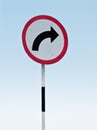 Turn right road sign against blue sky Royalty Free Stock Photo