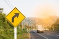 Turn right road sign on country road Royalty Free Stock Photo